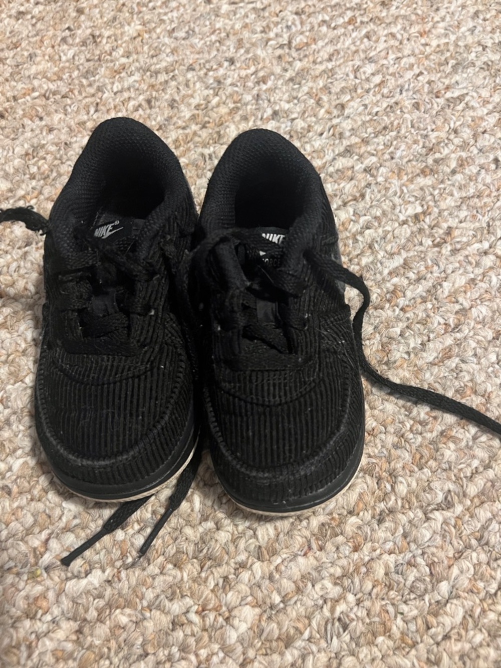 Nike Kids Black Corduroy Low Top Sneakers with White Trim